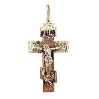 Золотой нательный крест православный, золото 585 пробы фото