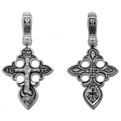 Православный серебряный нательный крестик, серебро 925 пробы с чернением фото