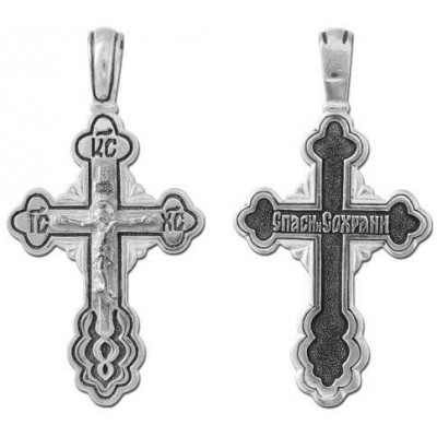 Серебряный  православный нательный крест, серебро 925 пробы с чернением фото