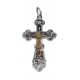 Нательный крестик православный из золота 585 и серебра 925 пробы