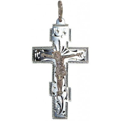 Крупный православный крест из золота 585 и серебра 925 пробы фото