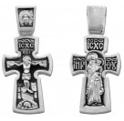 Крест православный Распятие Христово. Богородица с младенцем из серебра 925 пробы с чернением