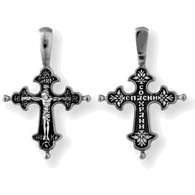 Нательный крестик "Распятие Христово", серебро 925 пробы с чернением фото