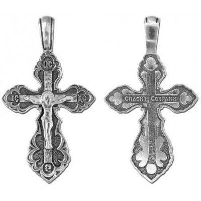 Нательный крестик православный, серебро 925 пробы с чернением фото