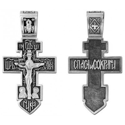 Серебряный крестик православный, серебро 925 пробы с чернением фото
