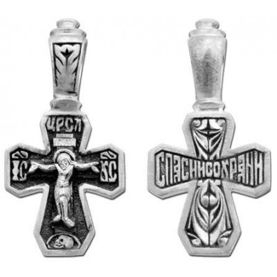 Серебряный крест на шею, серебро 925 пробы с чернением фото