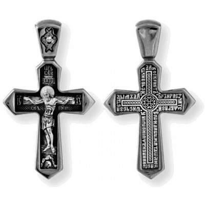 Крест серебряный православный "Распятие Христово", 925 пробы с чернением фото