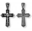 Крест серебряный православный "Распятие Христово", 925 пробы с чернением