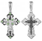 Крест православный с фианитами из серебра 925 пробы с чернением