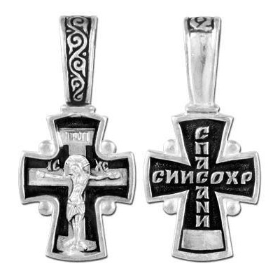 Крест из серебра 925 пробы с чернением фото