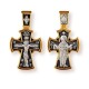 Красивый позолоченый крест Распятие Христово на обороте икона Покрова Пресвятой Богородицы из серебра 925 пробы