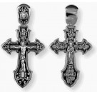 Крест "Распятие Христово. Преп. Сергий Радонежский" из серебра 925 пробы с чернением