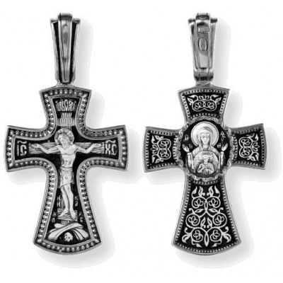 Крест православный Распятие Христово на обороте икона Божией Матери Знамение фото