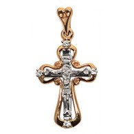 Православный нательный крест с бриллиантами из золота 585 пробы фото