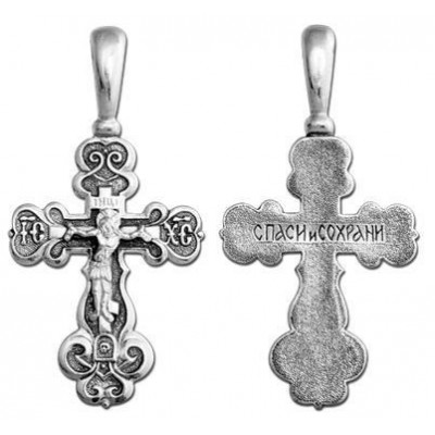 Серебряный нательный крестик православный, серебро 925 пробы с чернением фото