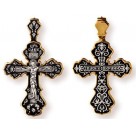 Распятие Христово. Православный крест, серебро 925 пробы с желтой позолотой и чернением