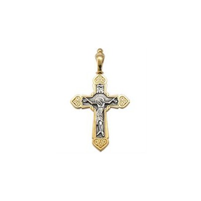 Позолоченный нательный крест православный, серебро 925 пробы фото