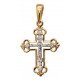 Золотой крестик православный с бриллиантами (4 шт.), золото 585 пробы