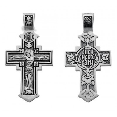 Серебряный нательный крест православный, серебро 925 пробы с чернением фото
