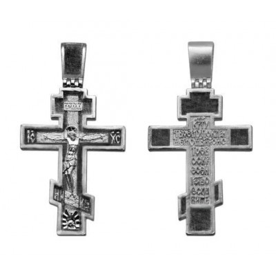 Крест православный с молитвой: "Кресту Твоему поклоняемся Владыко…" , серебро 925 пробы фото