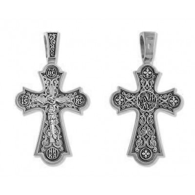 Крест православный из серебра 925 пробы с чернением фото