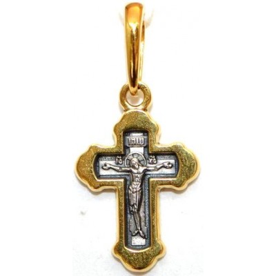 Крест на цепочку, серебро 925 пробы с желтой позолотой фото