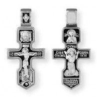 Крест православный Распятие Христово/ Св. Серафим Саровский, серебро 925 пробы фото