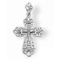 Православный крест с фианитами из серебра 925 пробы фото
