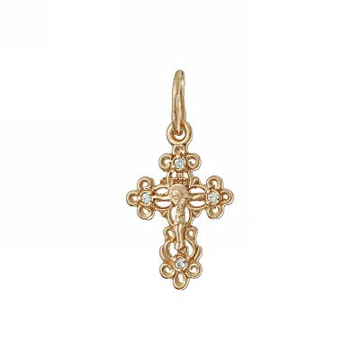 Православный нательный крест с фианитами, золото 585 пробы фото