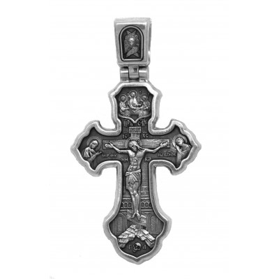 Крупный нательный крест из серебра 925 пробы с чернением фото
