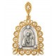 Казанская Богородица. Нательная иконка с фианитами, серебро 925 пробы с красной позолотой