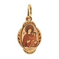 Тихвинская ("детская")  Богородица.  Иконка на шею, золото 585 пробы фото