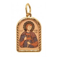 Иоанн Воин Св. Нательная иконка, золото 585 пробы фото