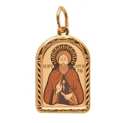 Сергий Радонежский Св. Нательная иконка, золото 585 пробы фото