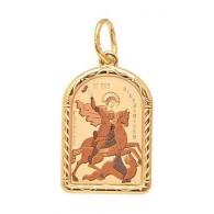 Георгий Победедоносец Св. Нательная иконка на цепочку, золото 585 пробы фото