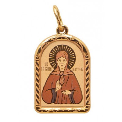 Матрона Св. Иконка на шею, золото 585 пробы фото