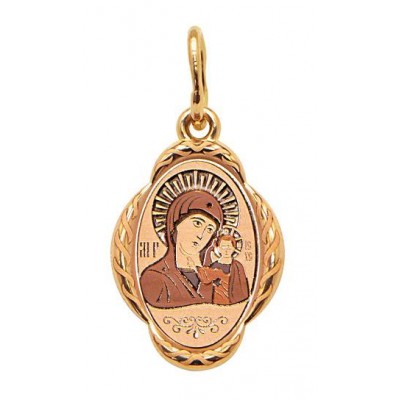 Казанская Богородица Золотая подвеска-иконка, золото 585 пробы фото