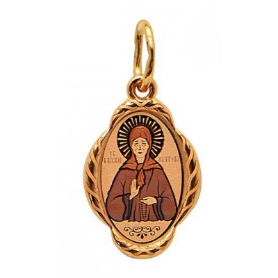 Матрона Св. Именная нательная иконка на цепочку, золото 585 пробы фото