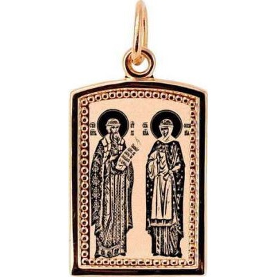 Свв. Петр и Феврония. Образок из золота 585 пробы фото