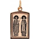 Свв. Петр и Феврония. Образок из золота 585 пробы