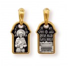 Святая блаженная Ксения Петербургская. Именная иконка-кулон, серебро 925 пробы с желтой позолотой и чернением