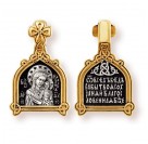  Казанская икона Божией Матери. Нательная иконка на цепочку, серебро 925 пробы с желтой позолотой и чернением