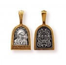  Казанская икона Божией Матери. Иконка на шею, серебро 925 пробы с желтой позолотой и чернением