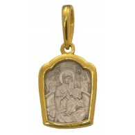 Икона Божией Матери Всецарица. Нательная иконка, серебро 925 пробы с позолотой фото