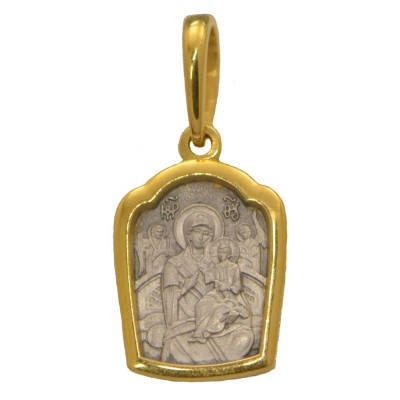 Икона Божией Матери Всецарица. Нательная иконка, серебро 925 пробы с позолотой фото