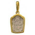 Икона Божией Матери Всецарица. Нательная иконка, серебро 925 пробы с позолотой