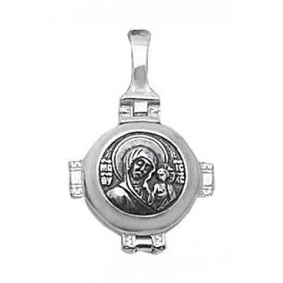 Серебряная иконка-мощевик Казанская Богородица, серебро 925 пробы фото