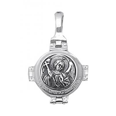 Нательный медальон мощевик Ангел Хранитель из серебра 925 пробы фото