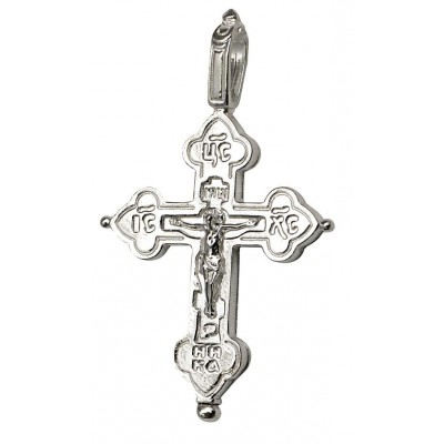 Крест-мощевик "Распятие Христово" с молитвой, из серебра 925 пробы с чернением фото
