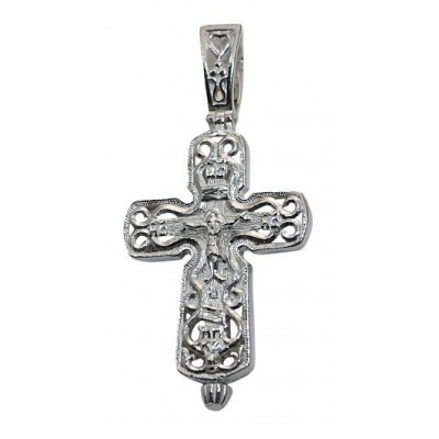 Православный крест-мощевик из серебра 925 пробы фото
